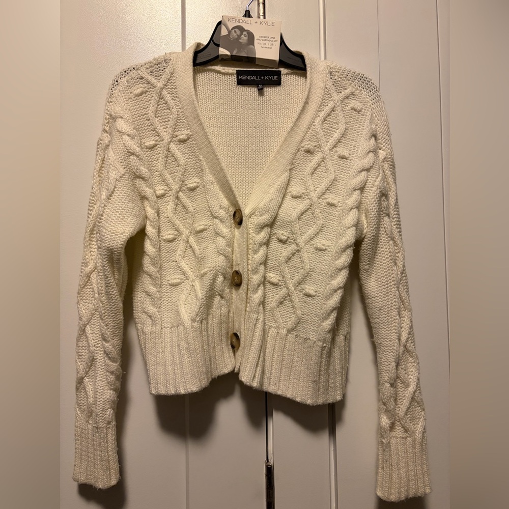 Kendall + Kylie Knit Cream Cardigan